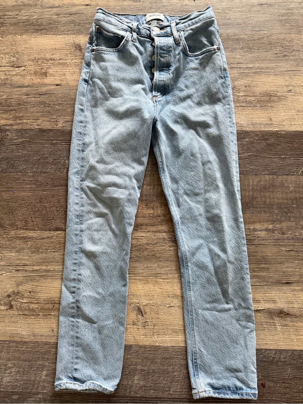 AGOLDE Riley High Rise Straight Button Fly Cropped Woman’s Jeans Size 24